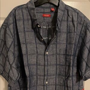 Izod Blue Casual Button Down Shirt Lightweight